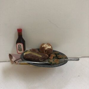 Woo & Locke Magnet Steak Platter A1 Sauce Veggies Potato 3D Food Drink Fridge